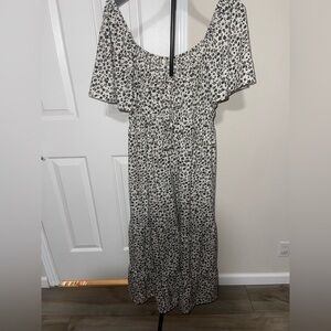 Blush Black and White Floral Midi Dress